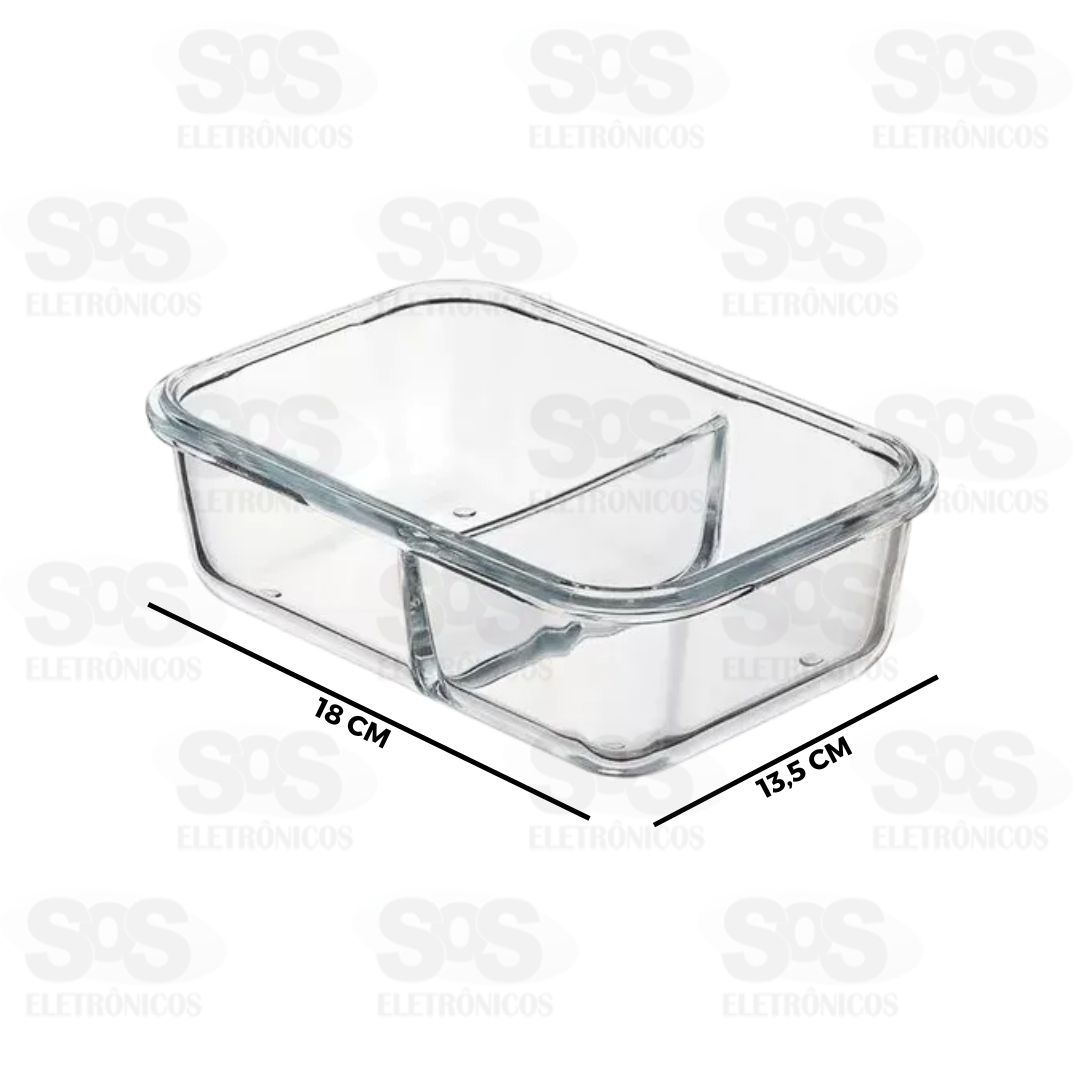 Pote De Vidro Com Divisria 640ML Hermtico B-Max BM-F1285