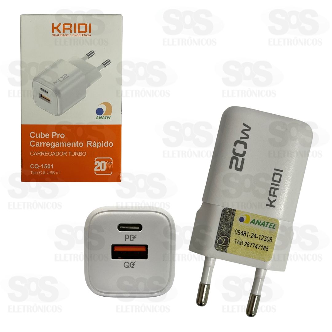 Carregador Rpido PD+QC 20W Kaidi CQ-1501