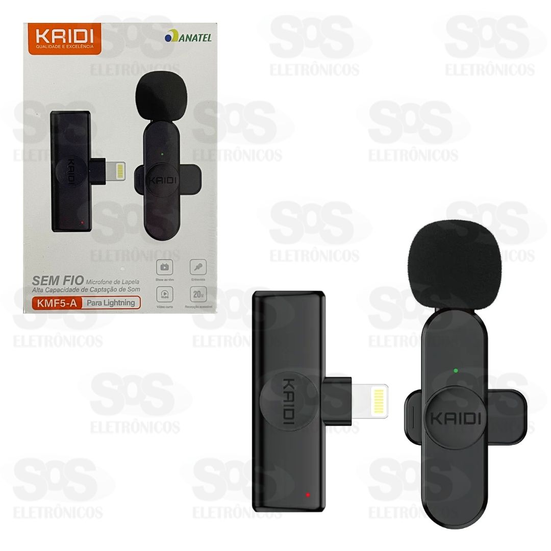 Microfone De Lapela Sem Fio Entrada Iphone Kaidi KMF5-A