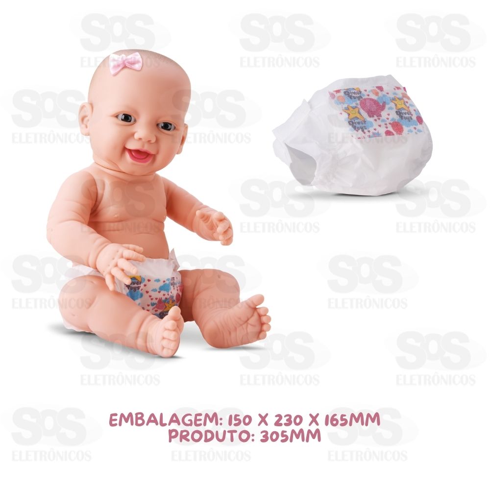 Boneca New Born Com Fraldinha em Vinil Divertoys 8215