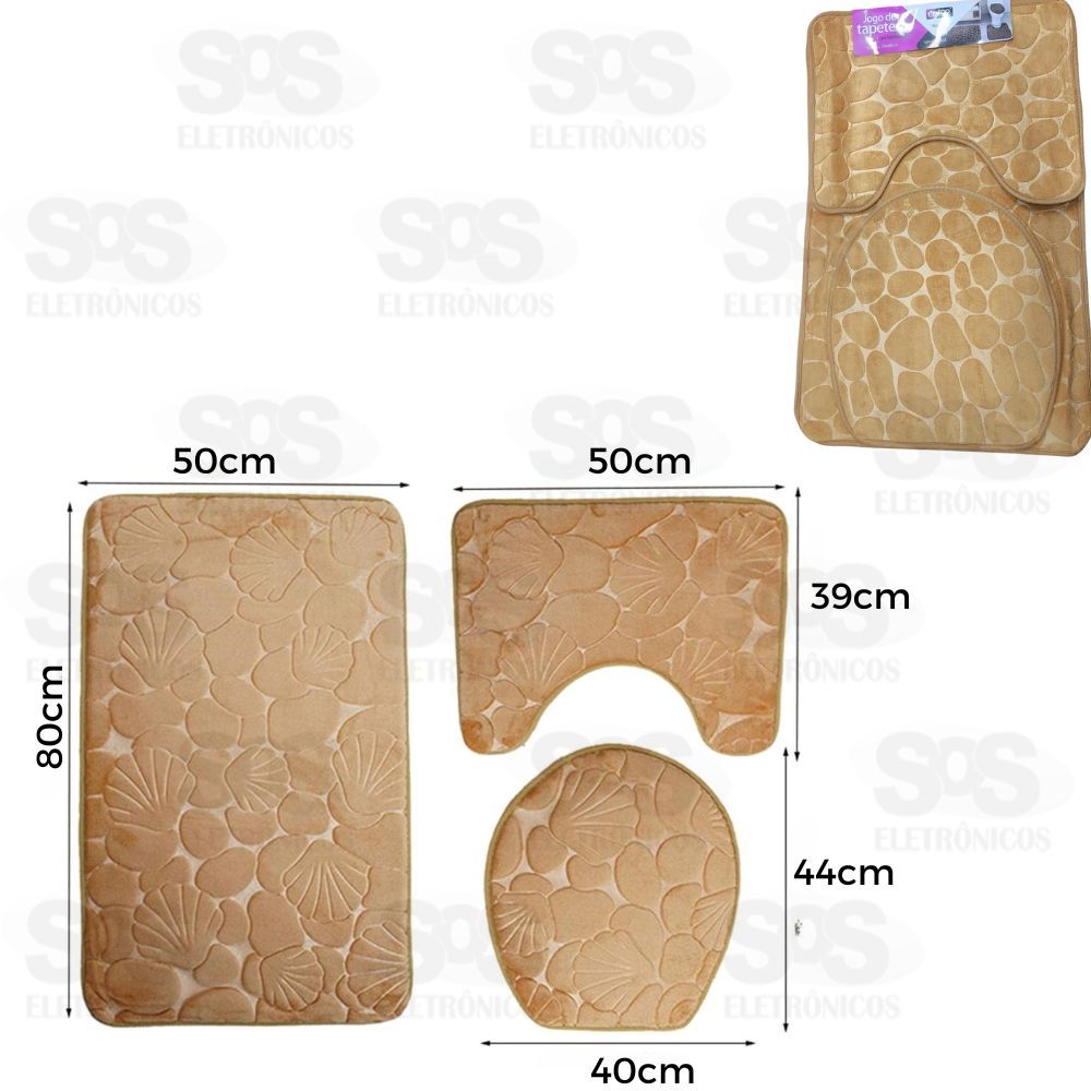 Kit Tapete Banheiro 3 Peas Estampas e Cores Variadas TOP0677