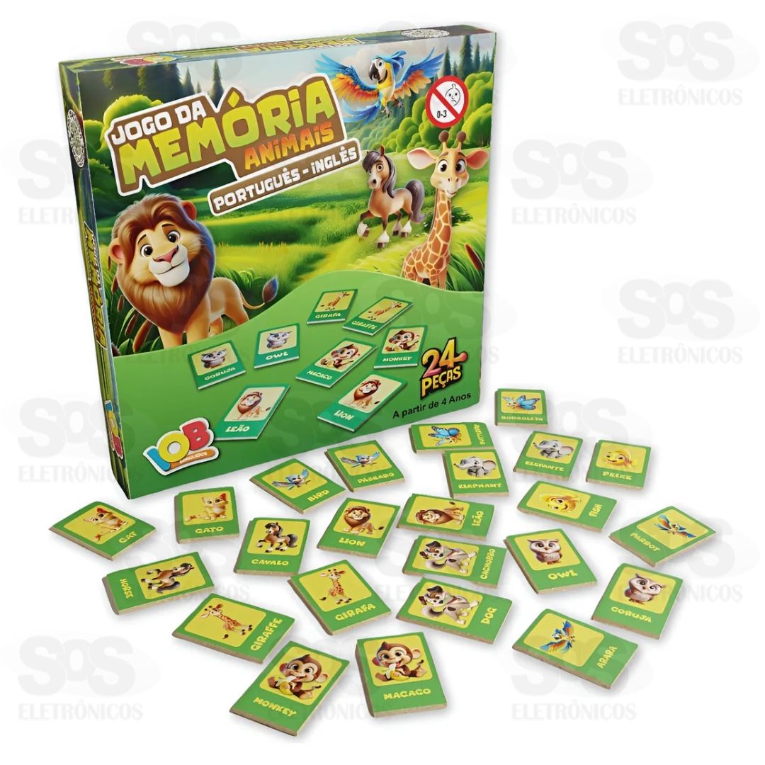 Jogo Da Memria Animais 24 Peas Portugus-Ingls IOB 05
