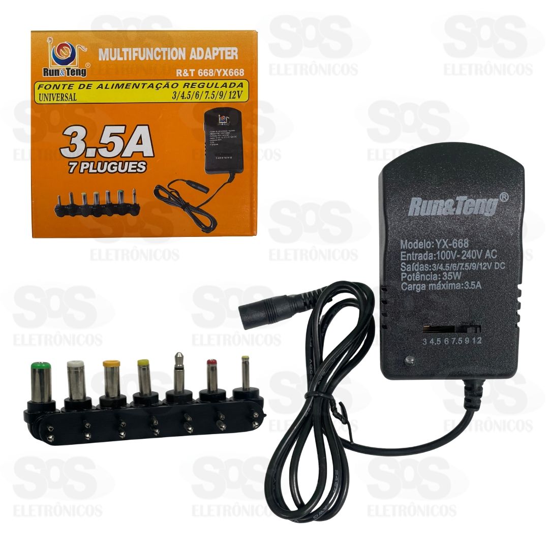 Fonte Regulada At 12V Com 7 Plugs 30W YX668