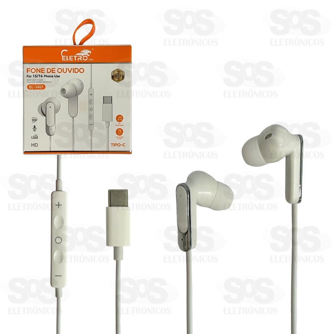 Fone De Ouvido Com Microfone Type C Eletromex EL-1417