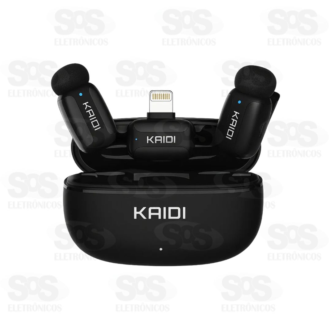 Microfone De Lapela Duplo Sem Fio Lightning Kaidi KMF3-A