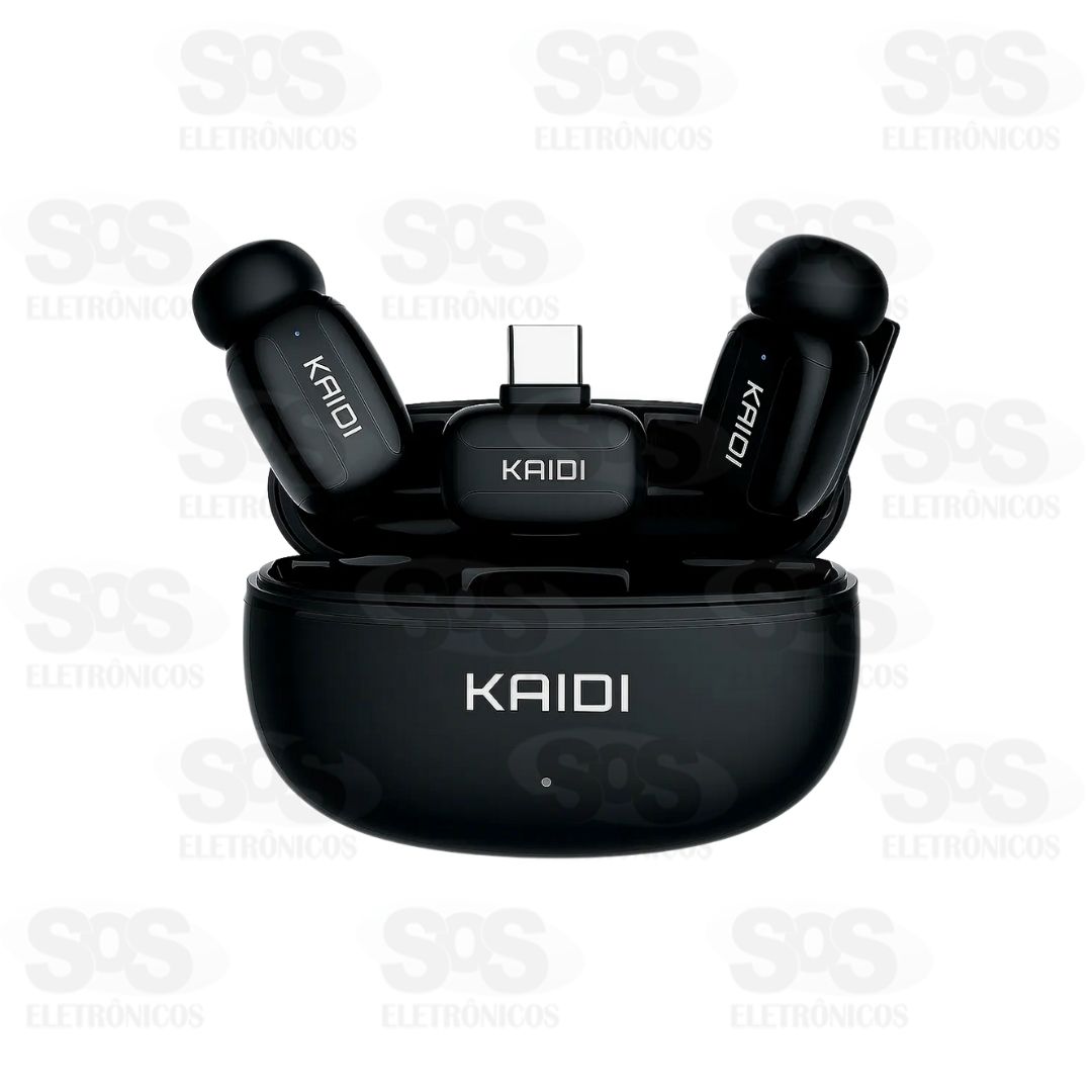 Microfone De Lapela Duplo Sem Fio Type C Kaidi KMF3-C