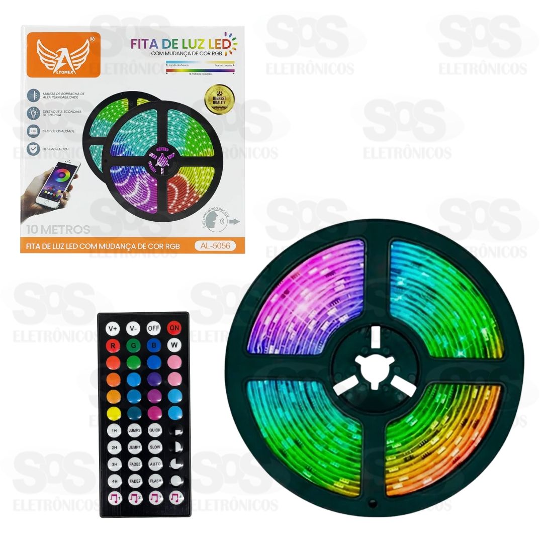 Fita de LED 10 Metros Colorida Comando Por Som Altomex AL-5056