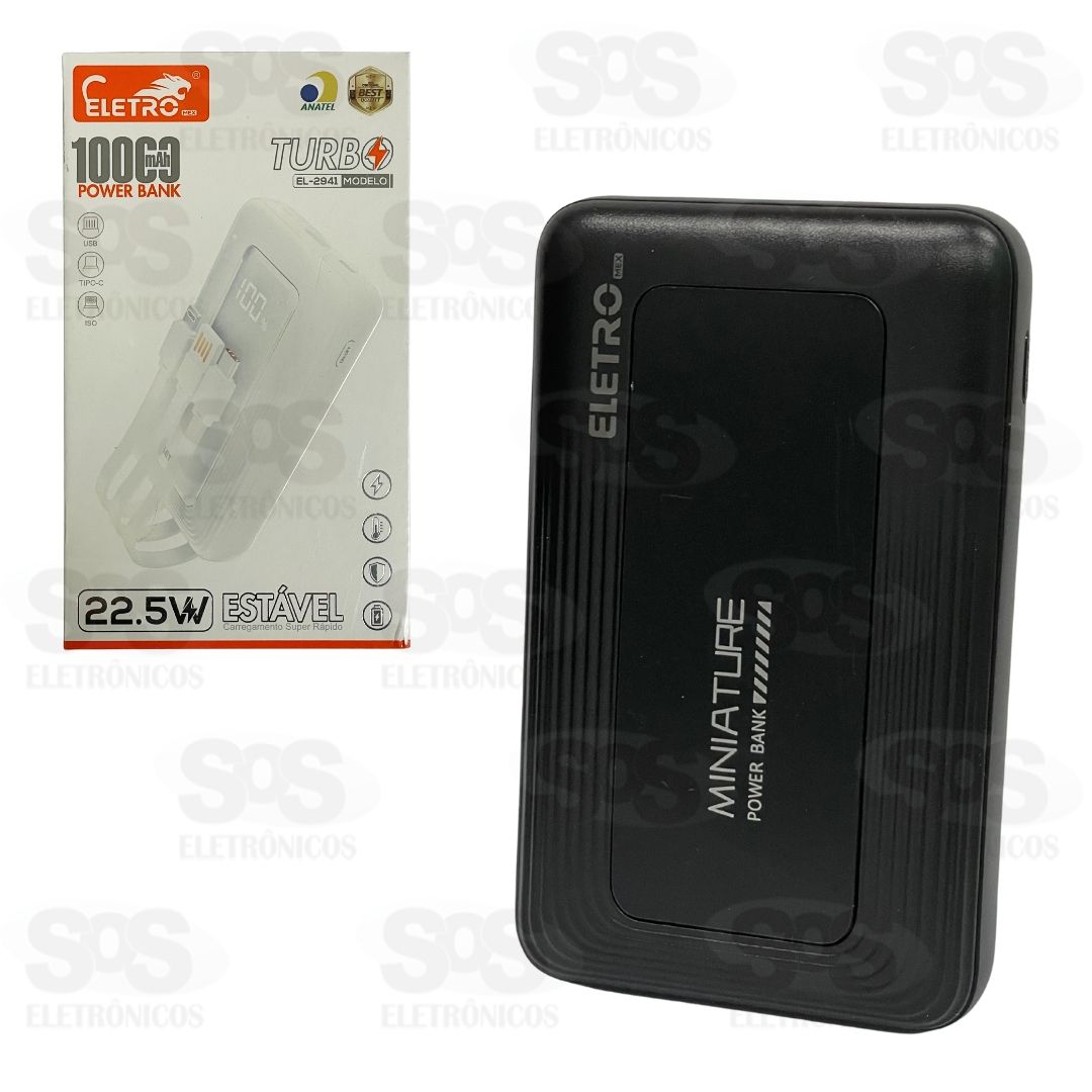 Carga Extra 10.000mAh 3 Interfaces Eletromex EL-2941