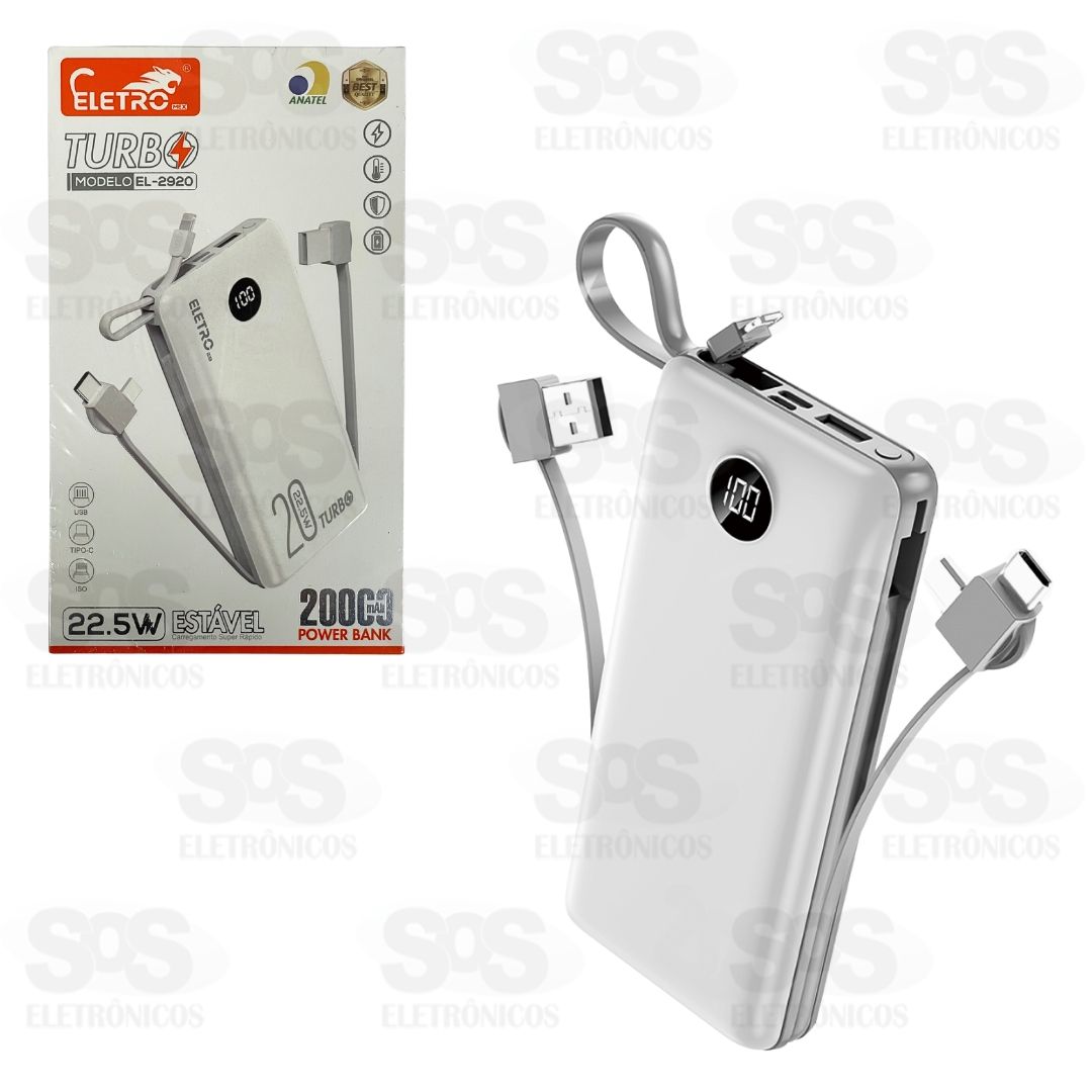 Carga Extra 20.000mAh 4 Interfaces Eletromex EL-2920