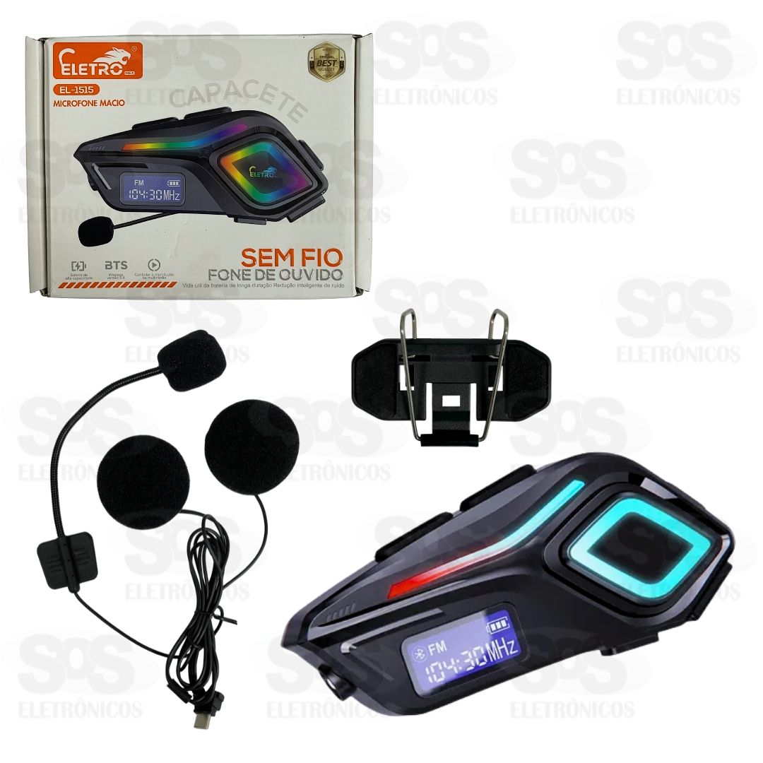 Fone e Microfone Sem Fio Para Capacete Eletromex EL-1515