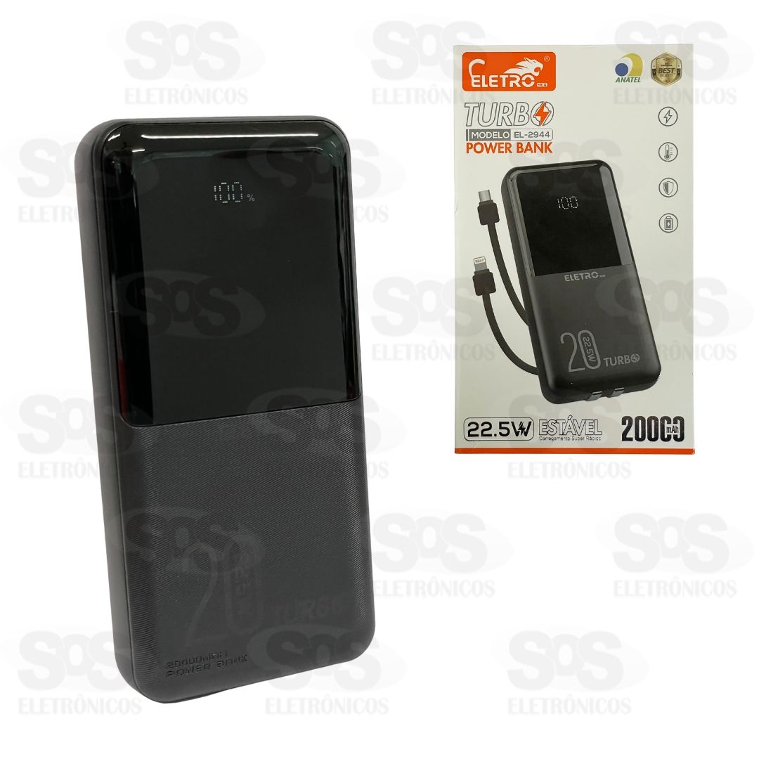 Carga Extra 20.000mAh 2 Interfaces Eletromex EL-2944
