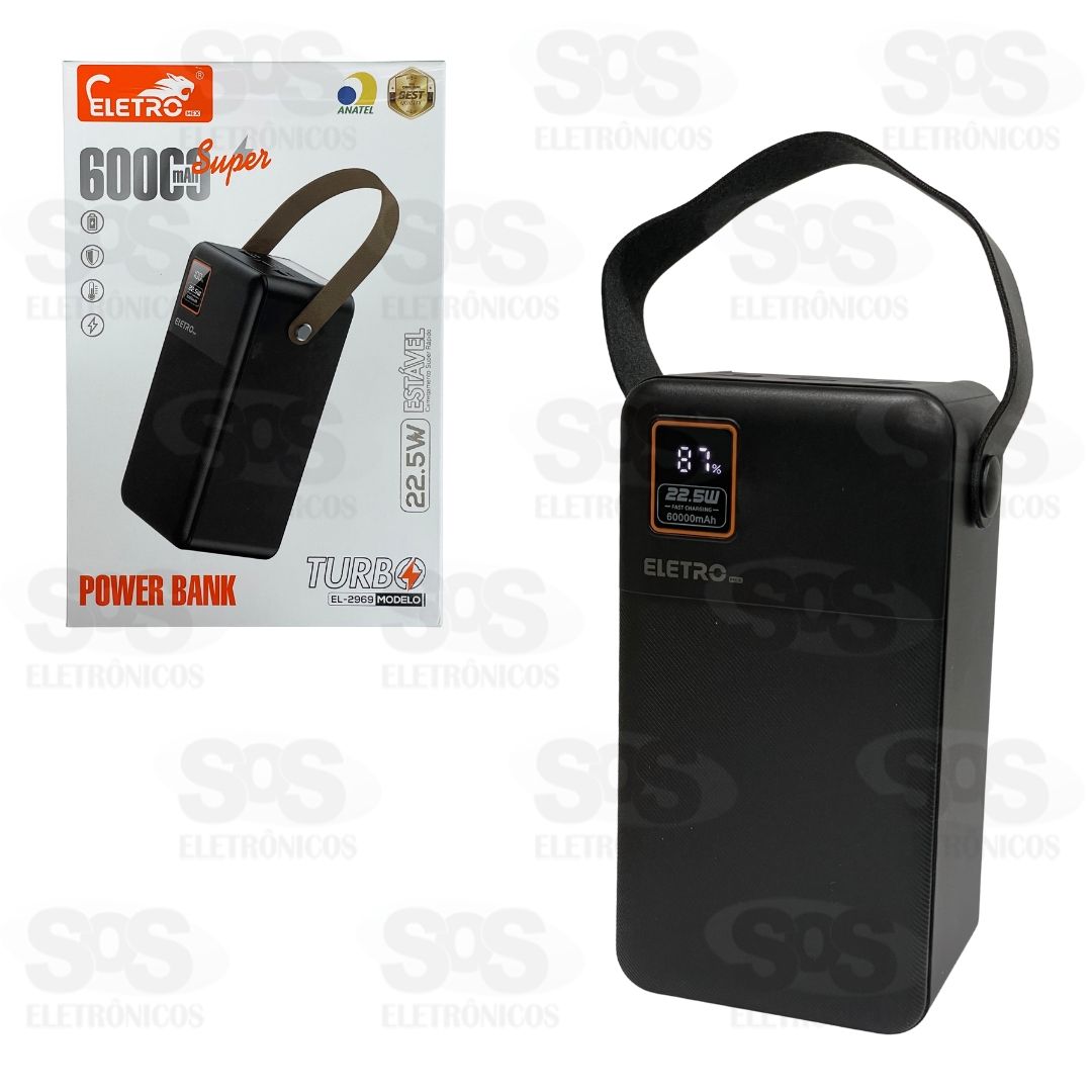 Carga Extra 60.000mAh Painel Digital Com Lanterna Eletromex EL-2969