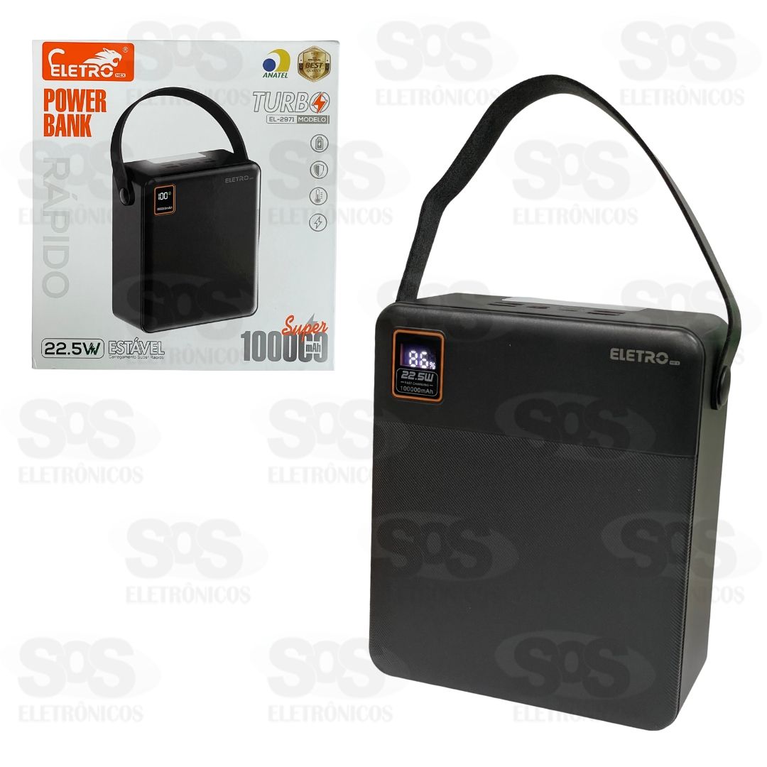 Carga Extra 100.000mAh Painel Digital Com Lanterna Eletromex EL-2971