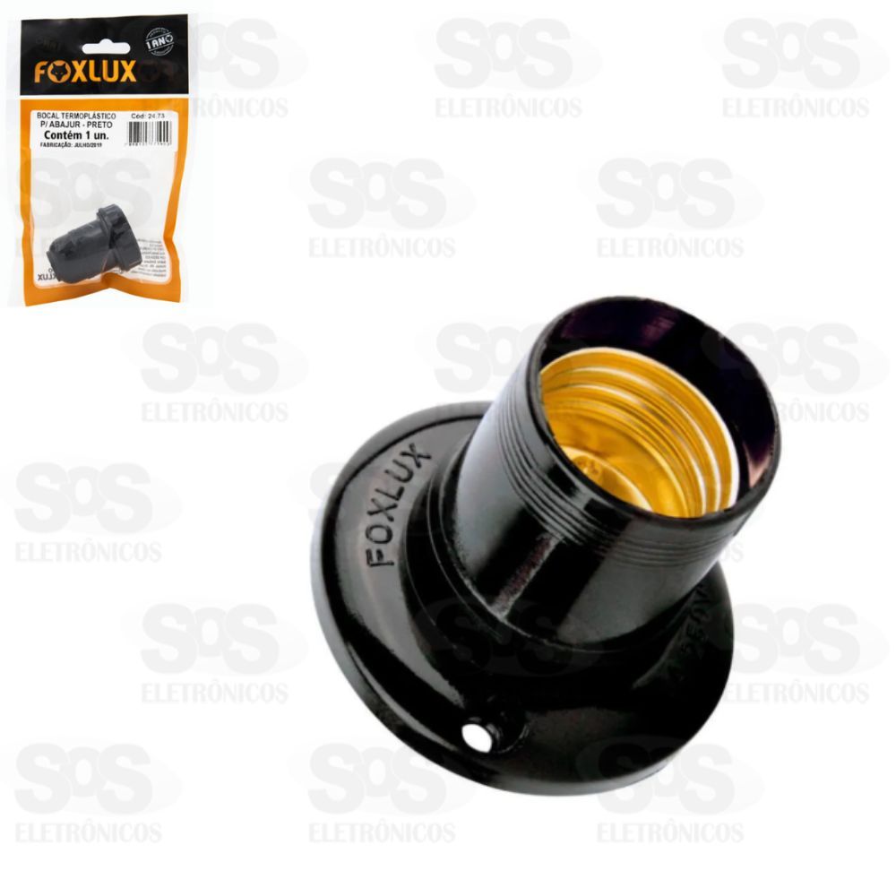Bocal Termoplstico Fixo De Teto Preto Foxlux 24.52