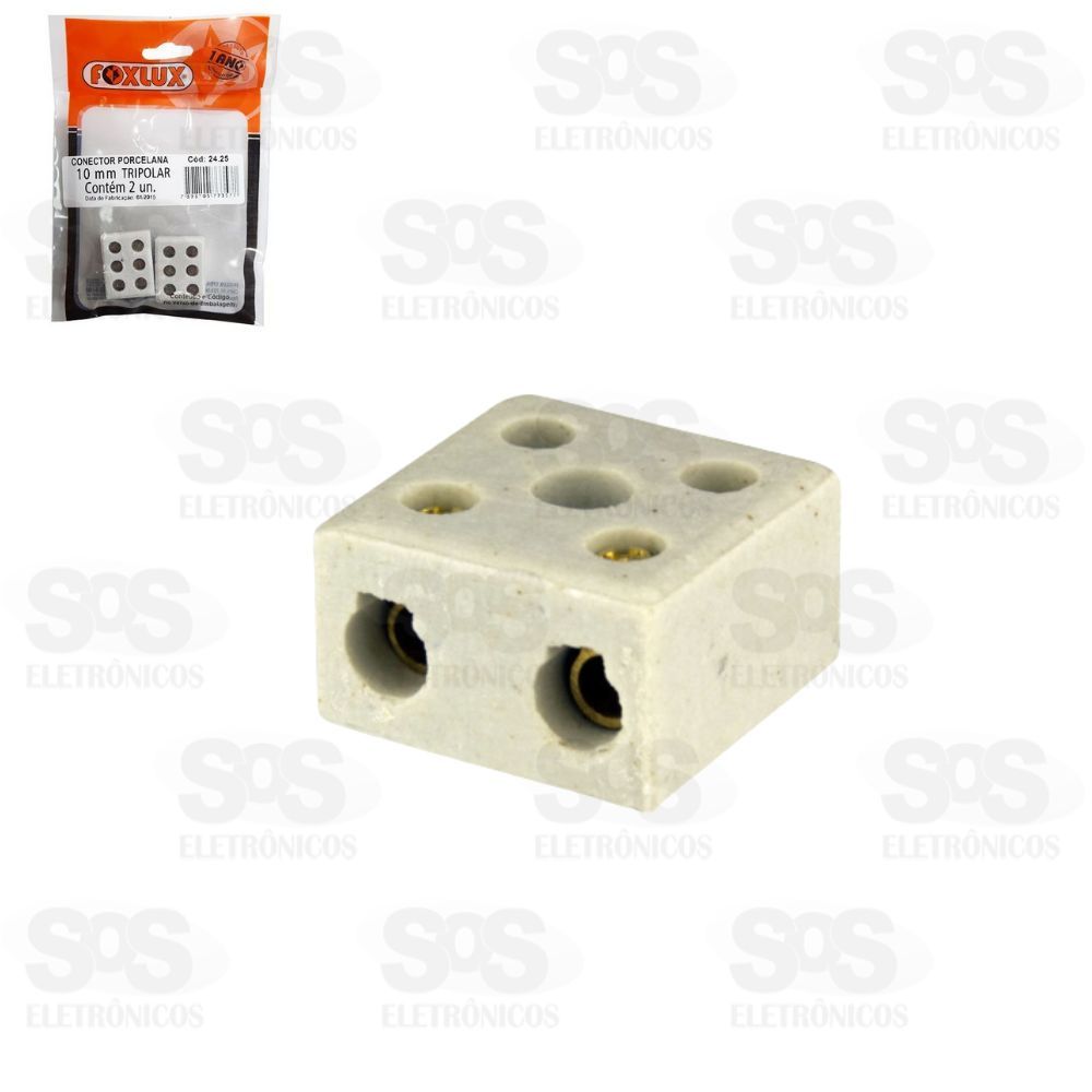 Conector Porcelana 10MM 2P 1 Unidades Foxlux 24.05