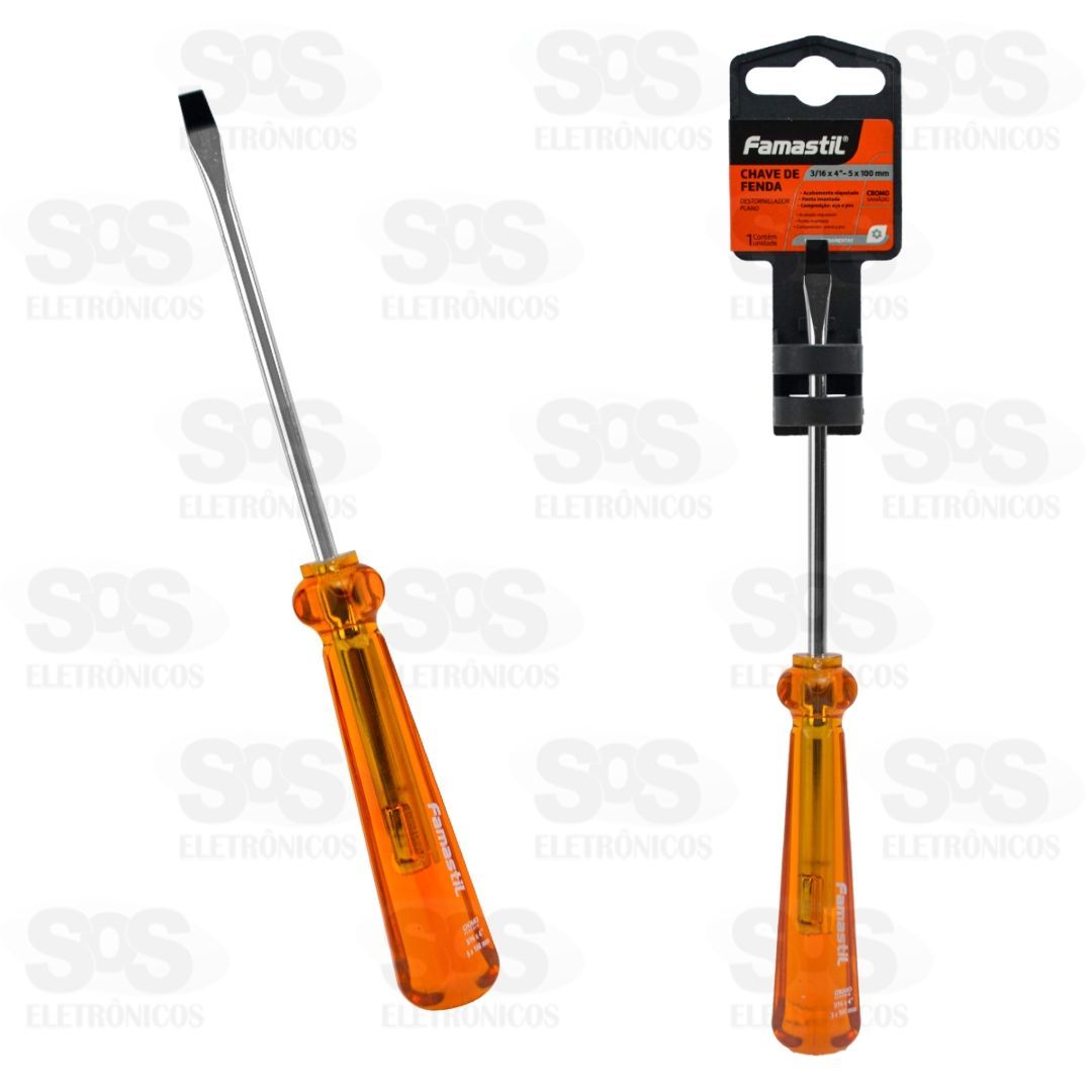 Chave Fenda Magnética CR-V 1/4X5 Famastil 46.13