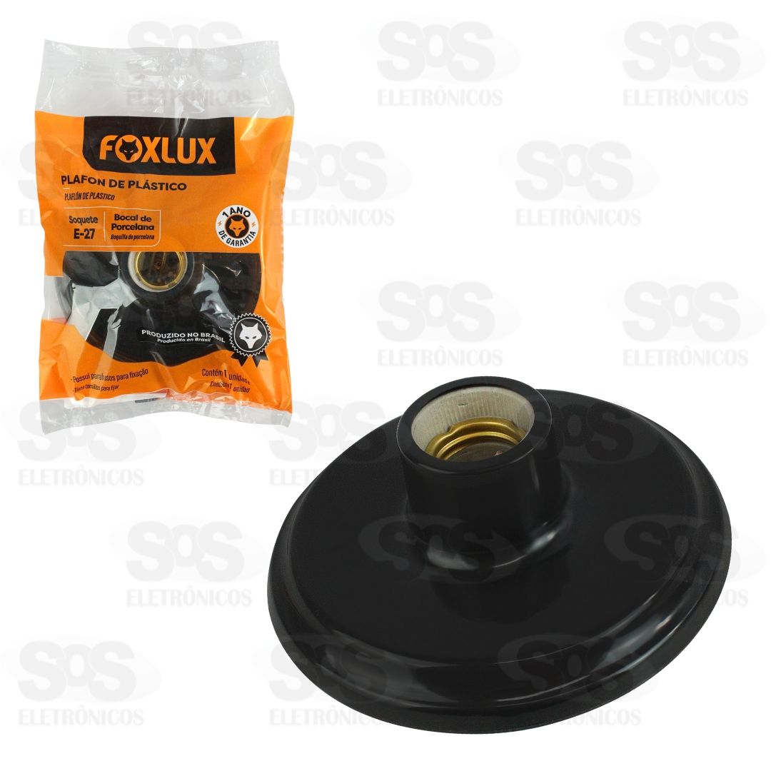 Plafon de Plstico Preto Com Bocal de Porcelana 4A/250V 40.14-P