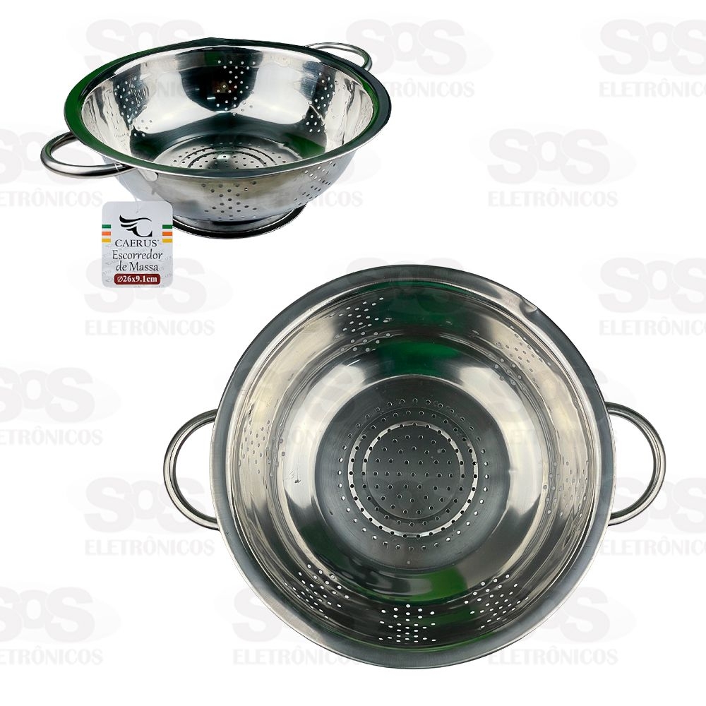 Escorredor de Massa Aço Inox 26x9,5CM Unitário Caerus CRS-2562