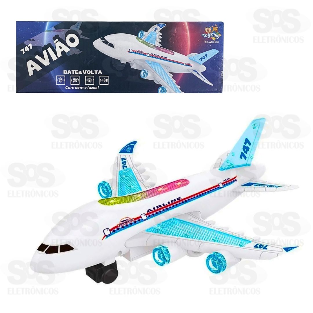 Avião Infantil Bate e Volta Com Luzes e Sons Toy King TK-AB4528