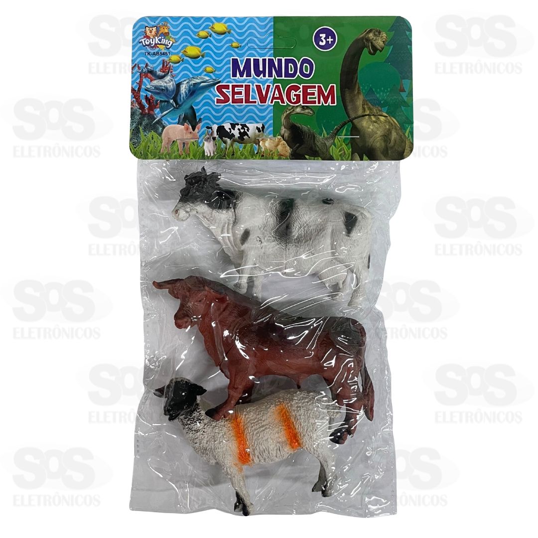 Animais Fazenda De Plstico Com 3 Peas Toy King TK-AB5451