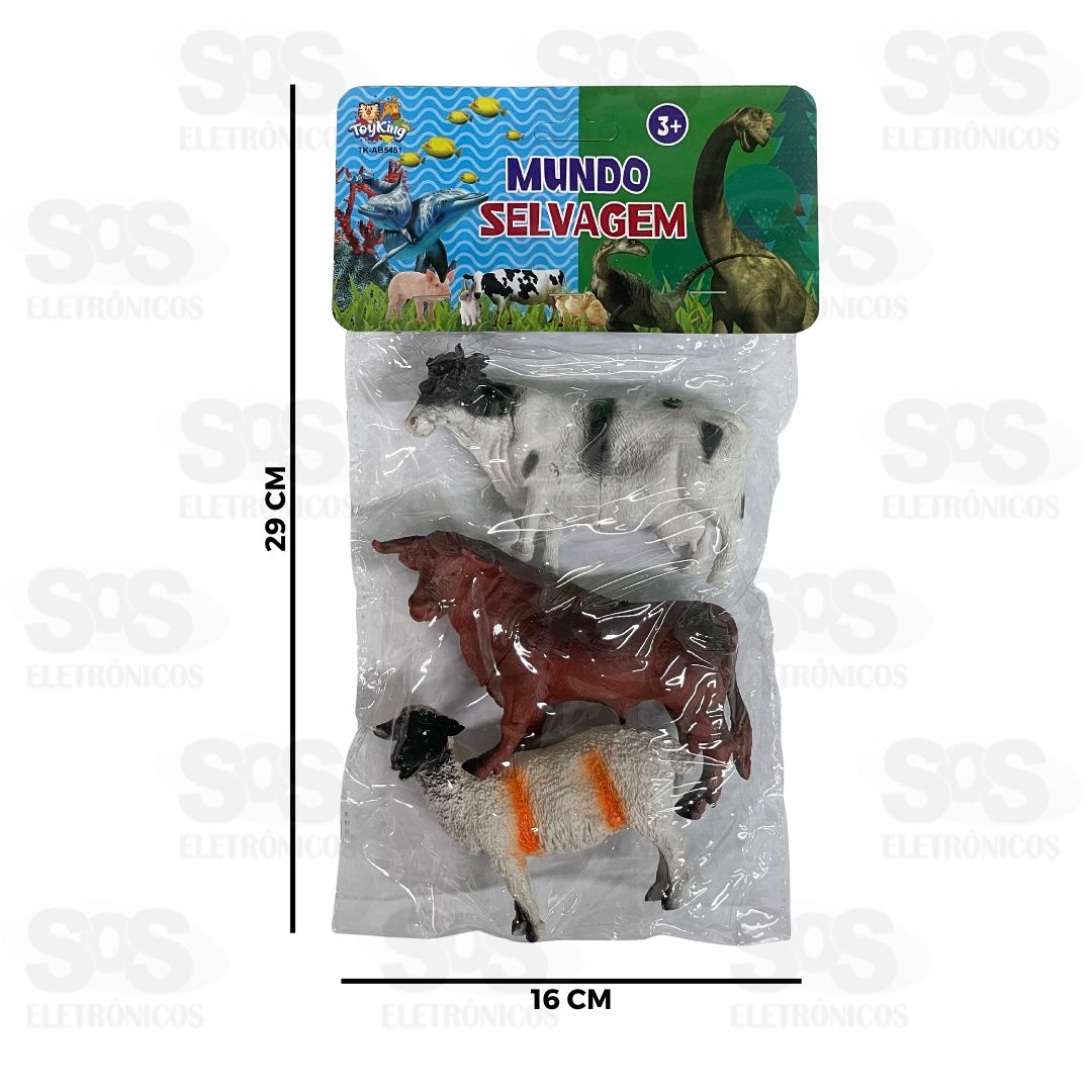 Animais Fazenda De Plstico Com 3 Peas Toy King TK-AB5451