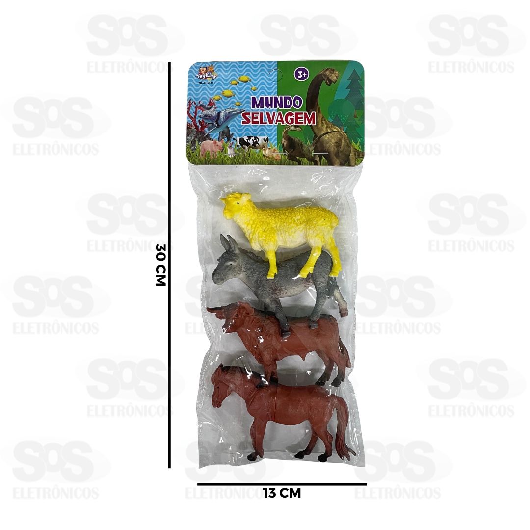 Animais Fazenda De Plstico Com 4 Peas Toy King TK-AB5444