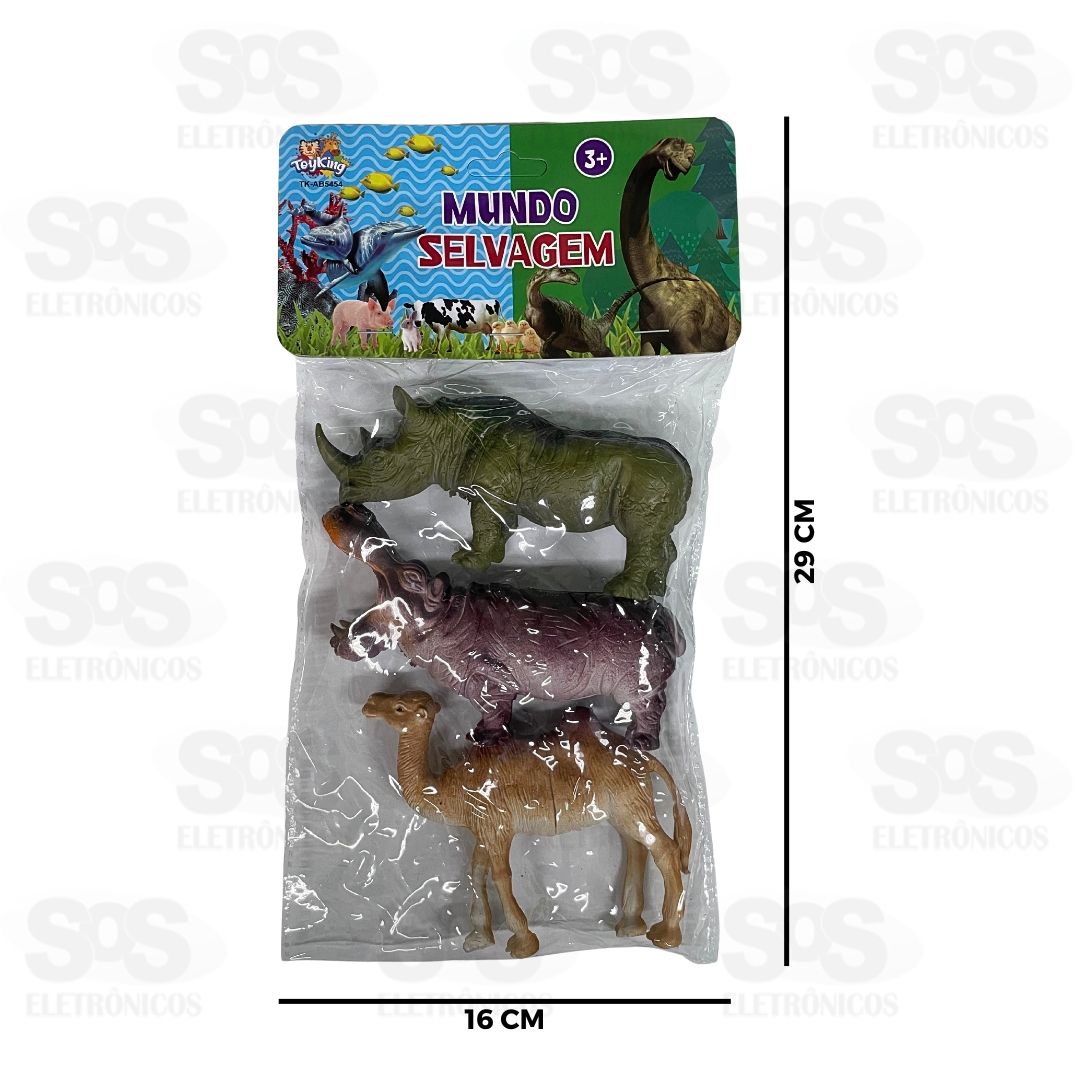 Animais Selvagens De Plstico Com 3 Peas Toy King TK-AB5454