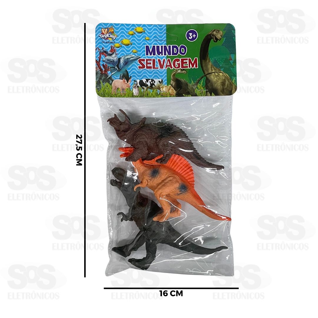Dinossauros De Plstico Com 3 Peas Toy King TK-AB5455