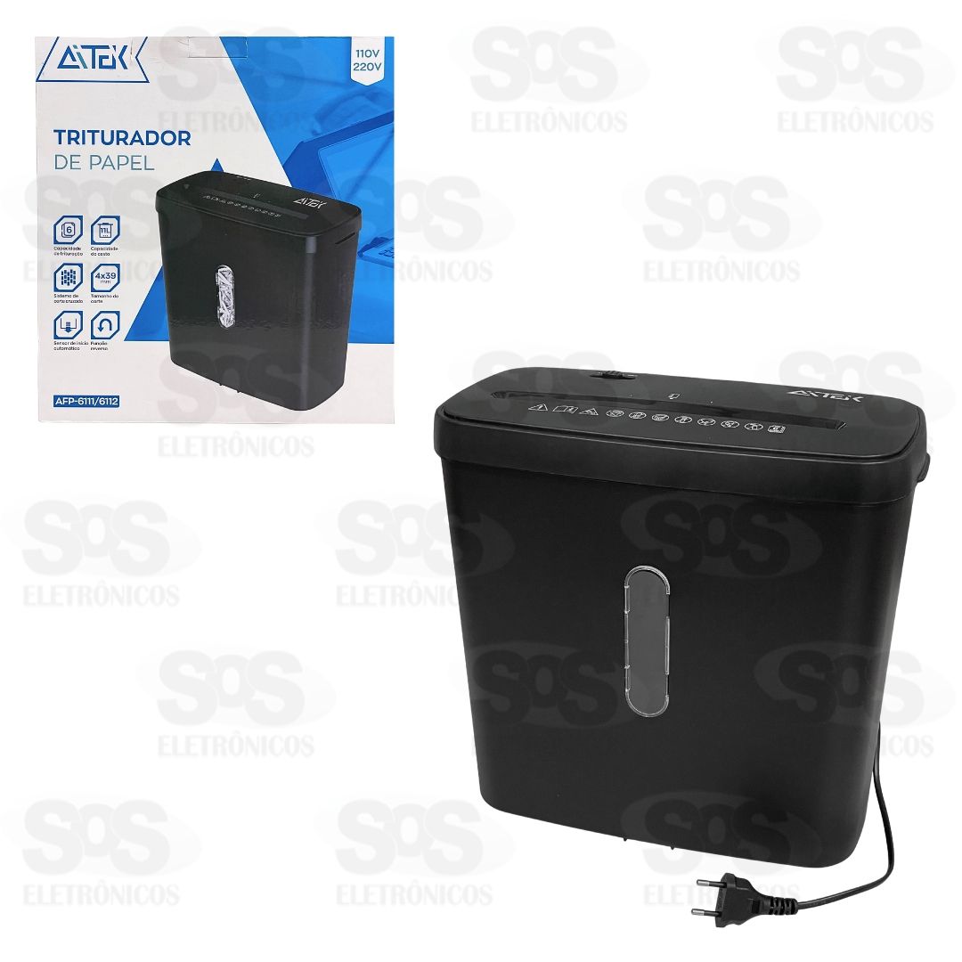 Triturador de Papel 6 Folhas Aitek AFP-6111