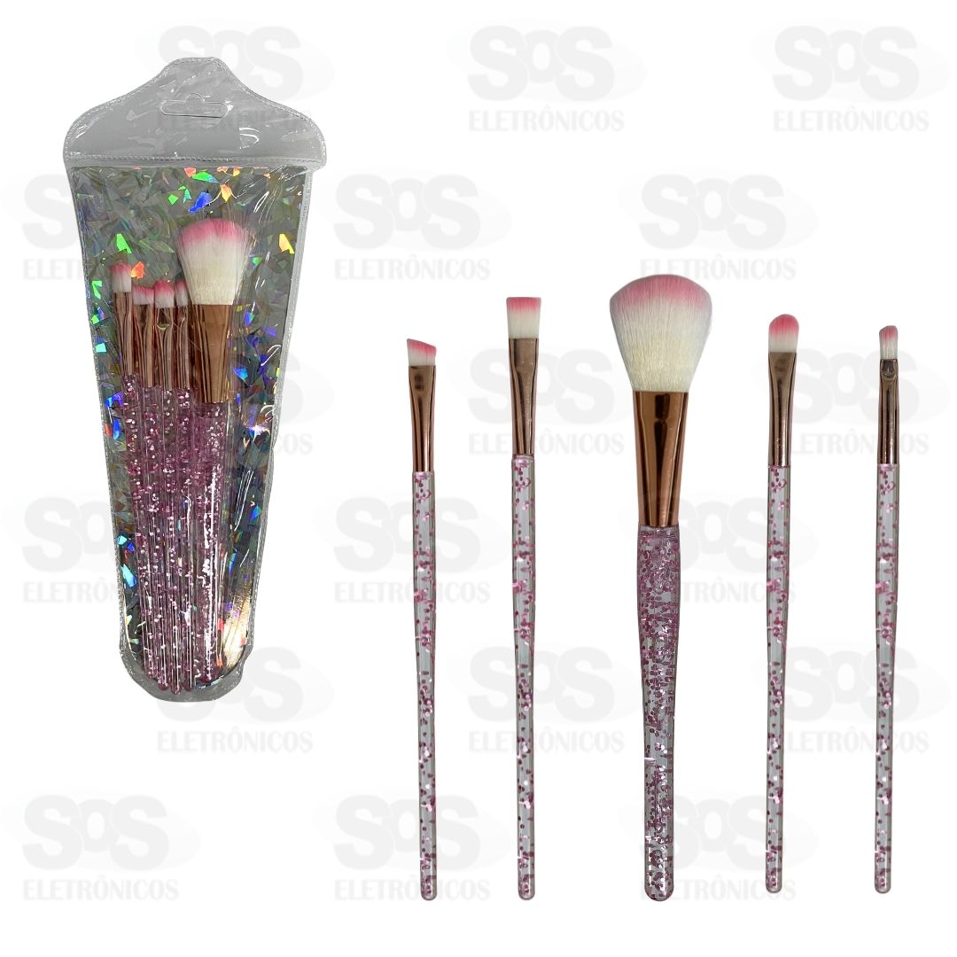 Kit 5 Pincis Para Maquiagem Cabo Brilhante