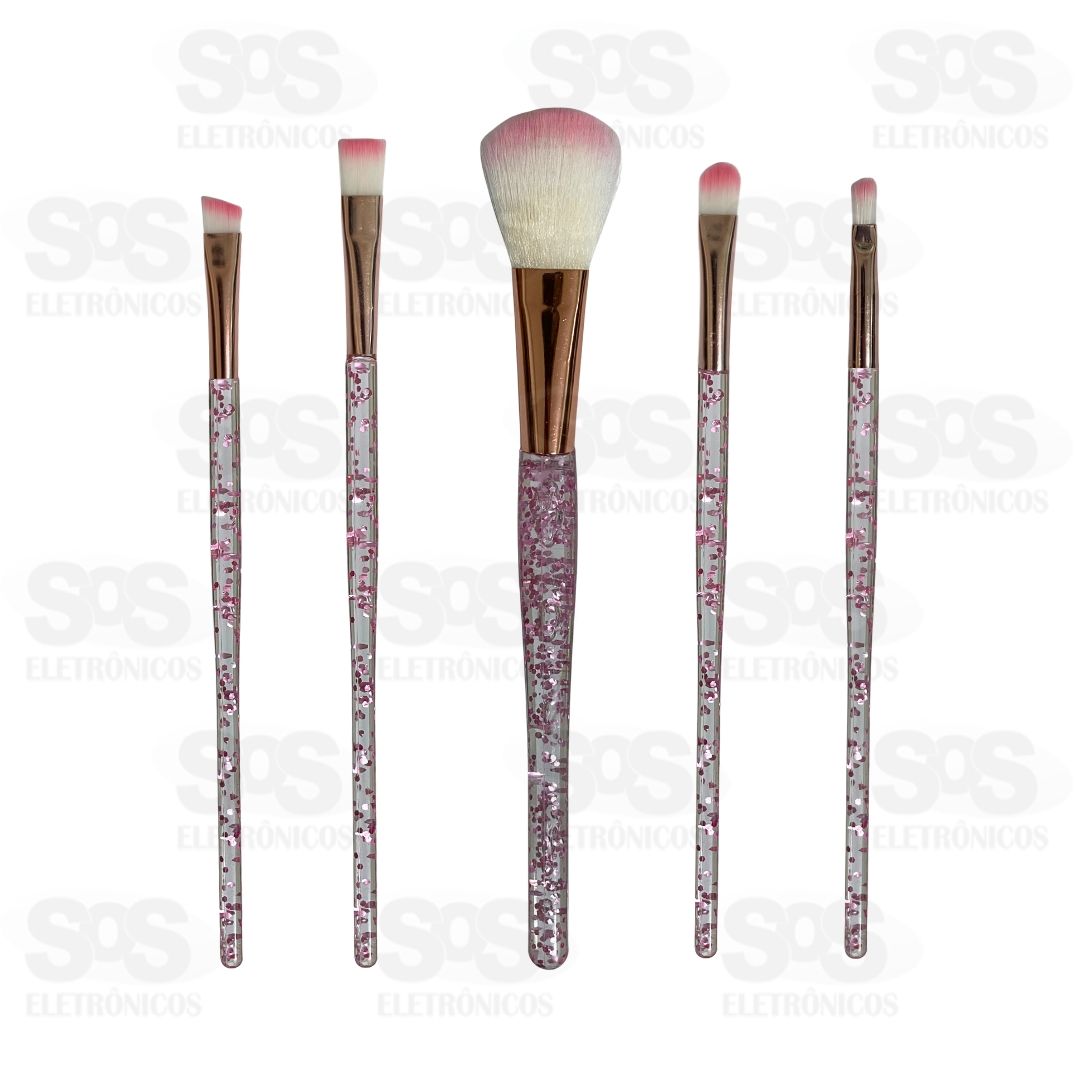 Kit 5 Pincis Para Maquiagem Cabo Brilhante