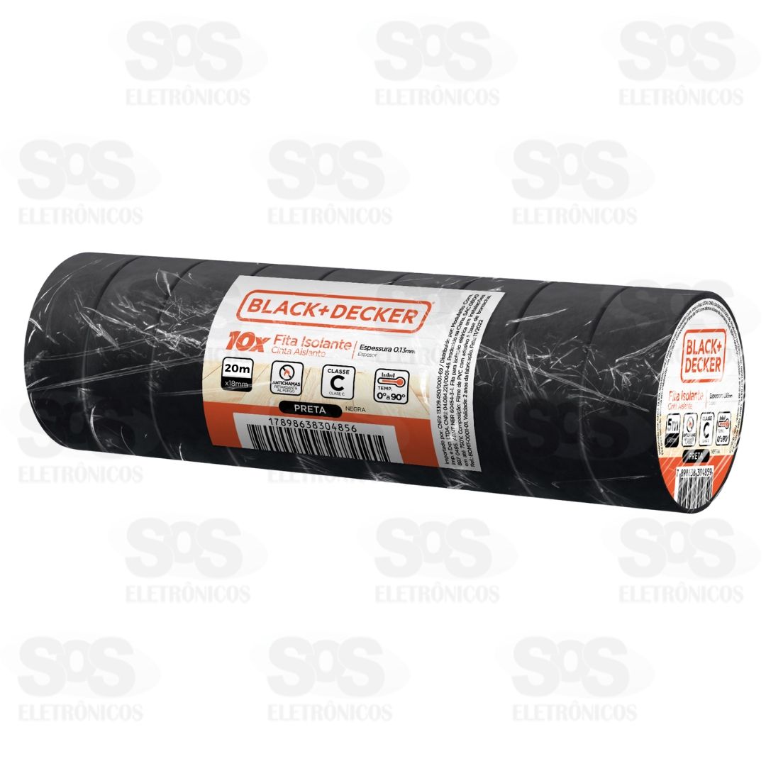 Fita Isolante 20 Metros 10 Unidades Black+Decker BDMT-0001-08