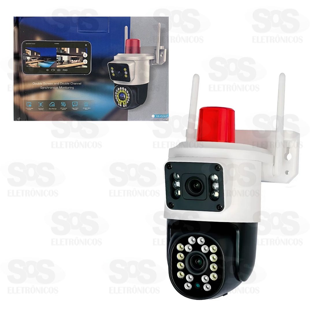 Câmera Dupla Com Sirene De Segurança Inteligente Com Wifi HX-02516B