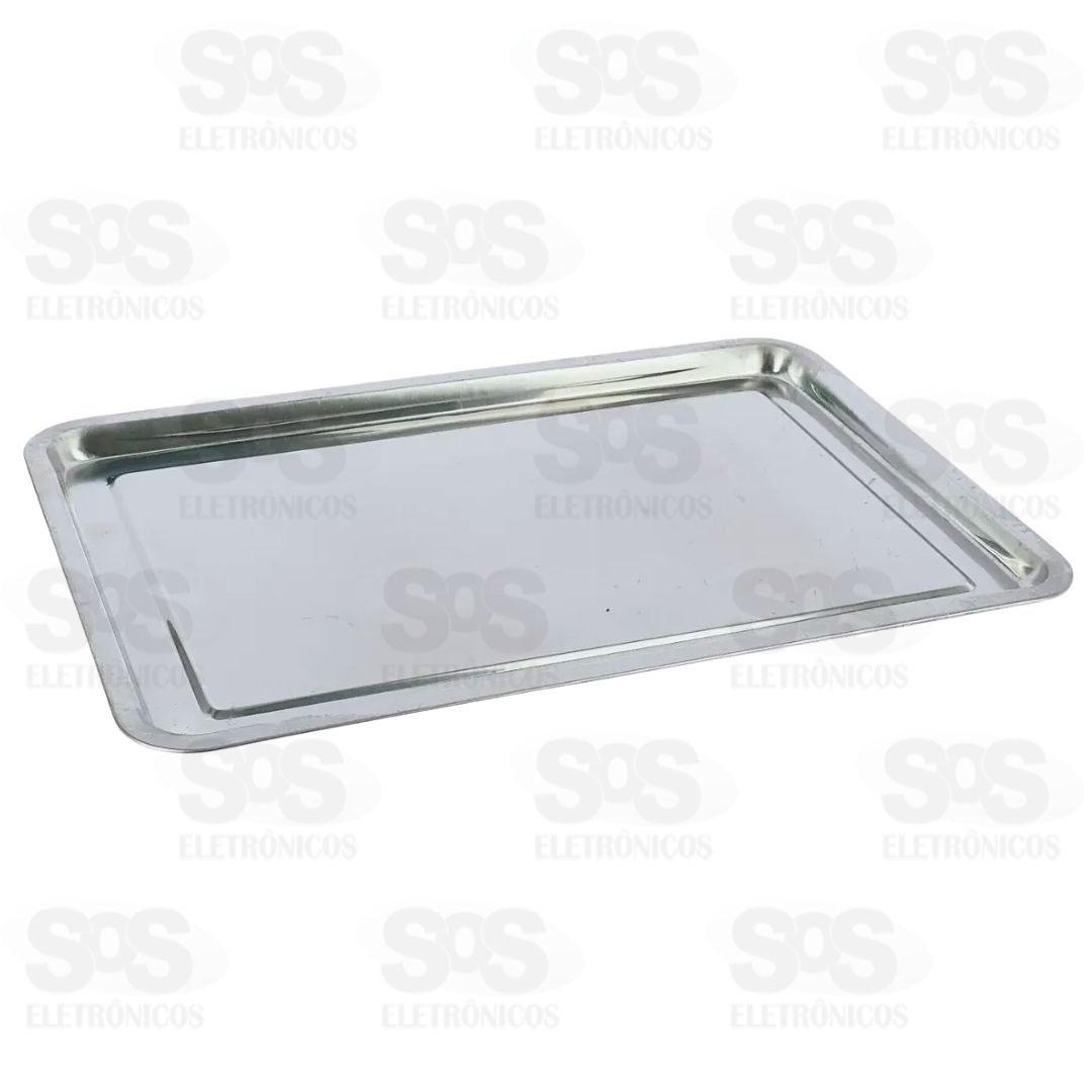 Bandeja Retangular Aço Inox 39x29CM 20126