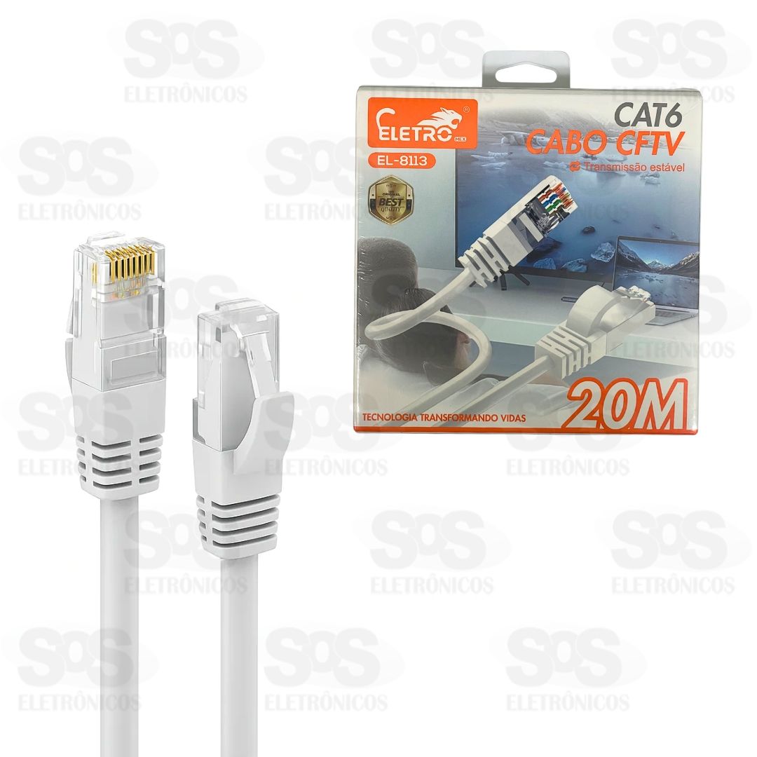 Cabo De Rede CAT6 20 Metros Eletromex EL-8113