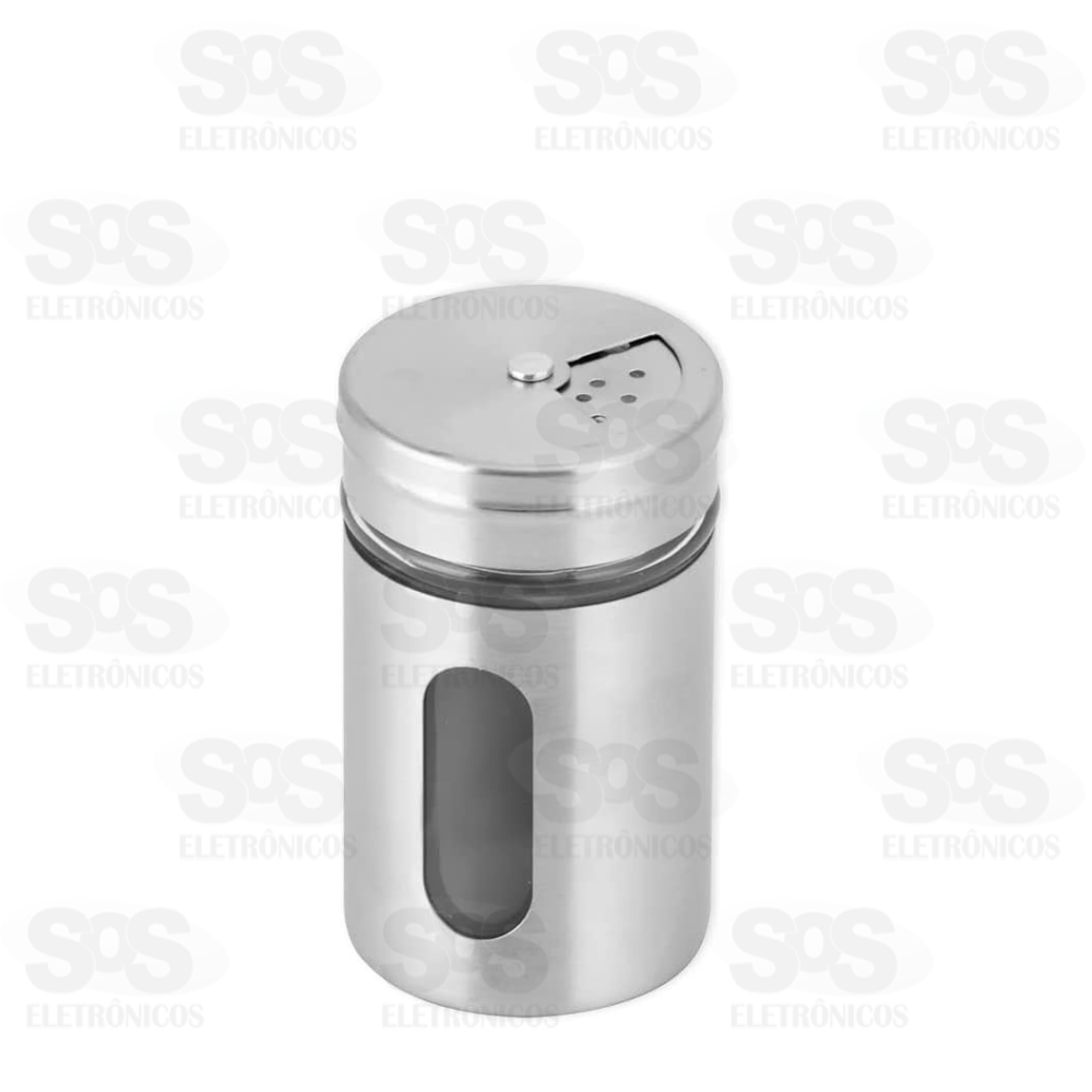 Saleiro de Vidro e Inox Com Visor Top Útil TOP 2180