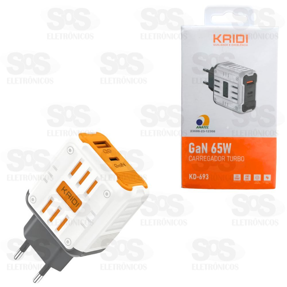 Fonte de Parede USB +PD 65W Kaidi KD-693