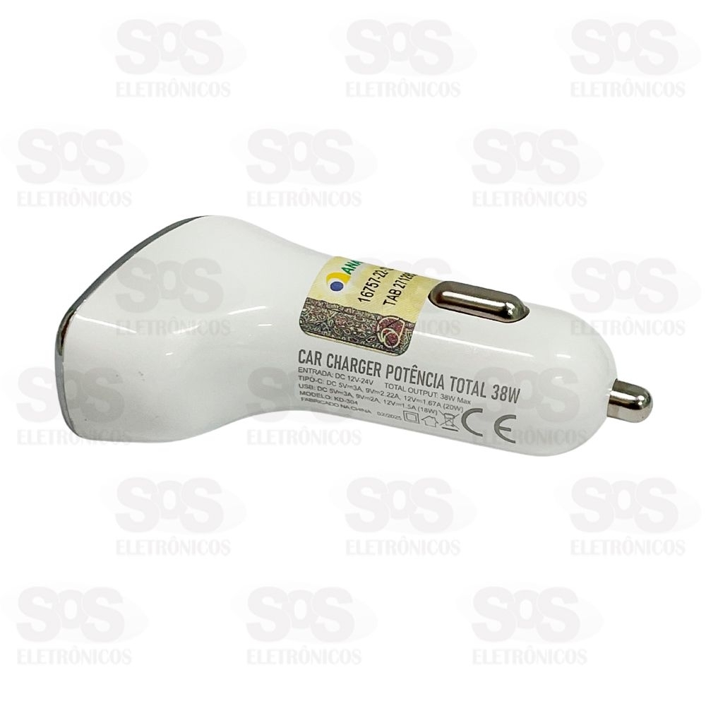 Carregador Veicular Com Cabo Iphone 38W Kaidi KD-304CL
