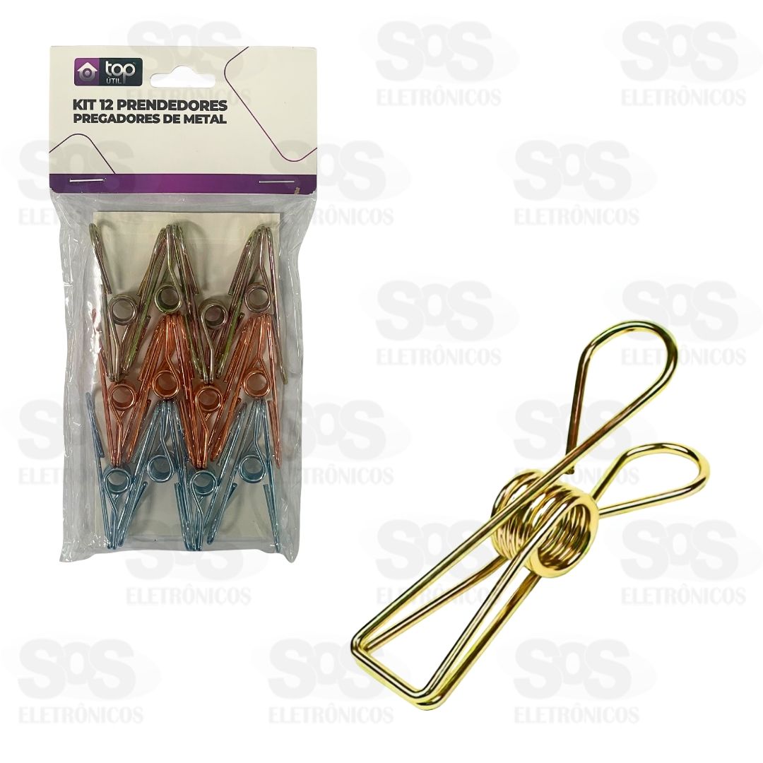 Conjunto 12 Prendedores de Metal Coloridos Top til TOP0928
