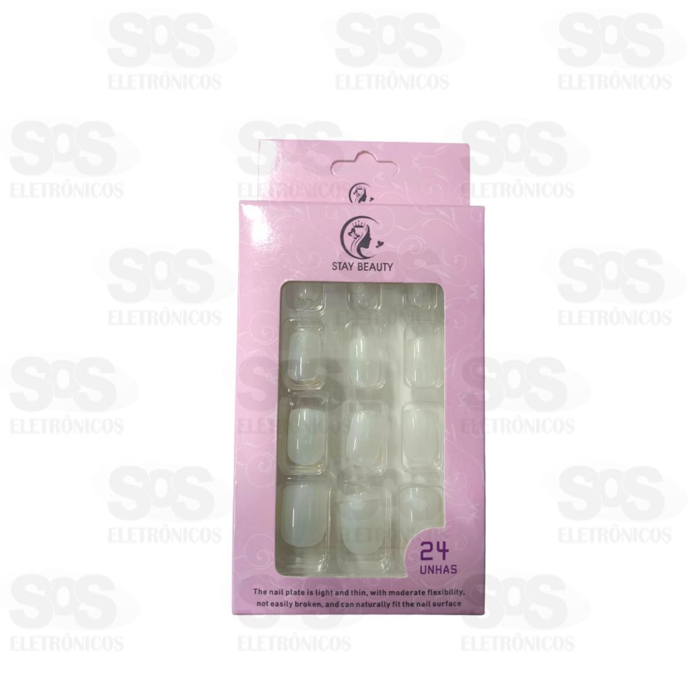 Kit Unhas Postias Transparente 24 Unidades