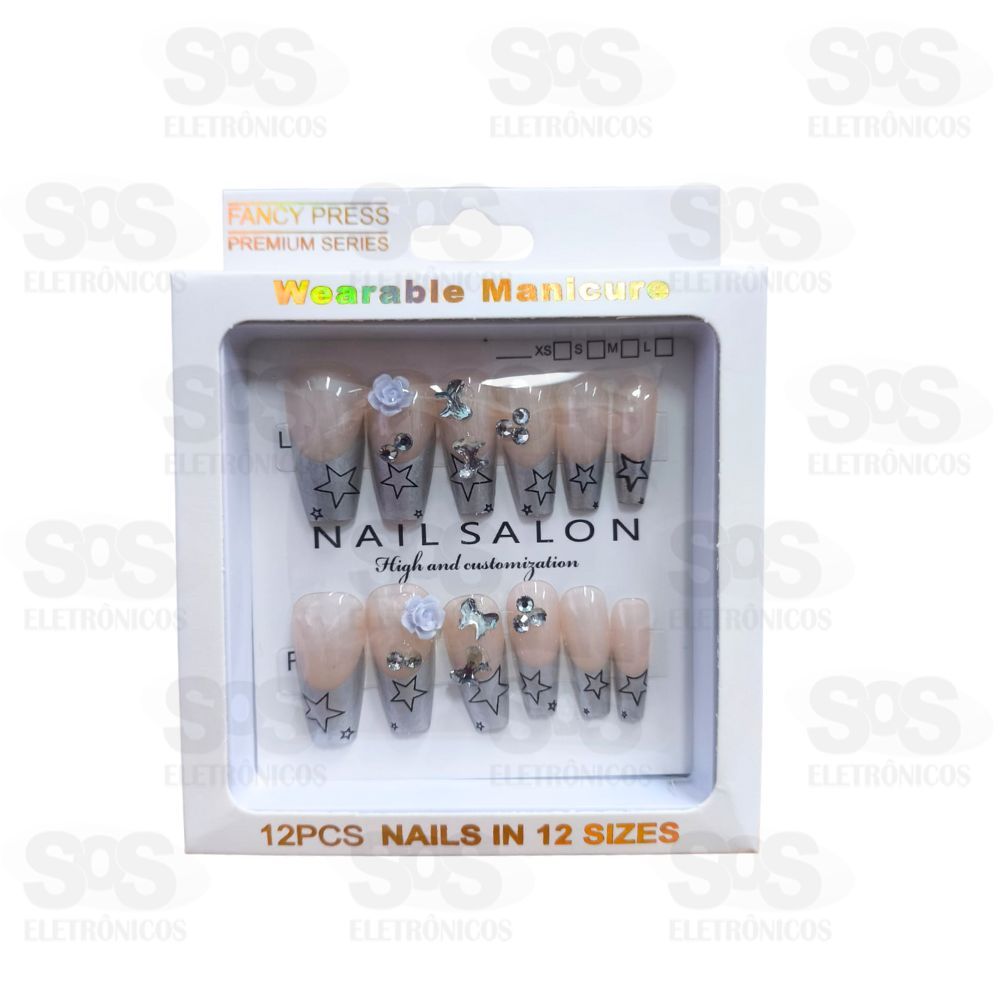 Kit Unhas Postiças 24 Peças Decoradas 356-24