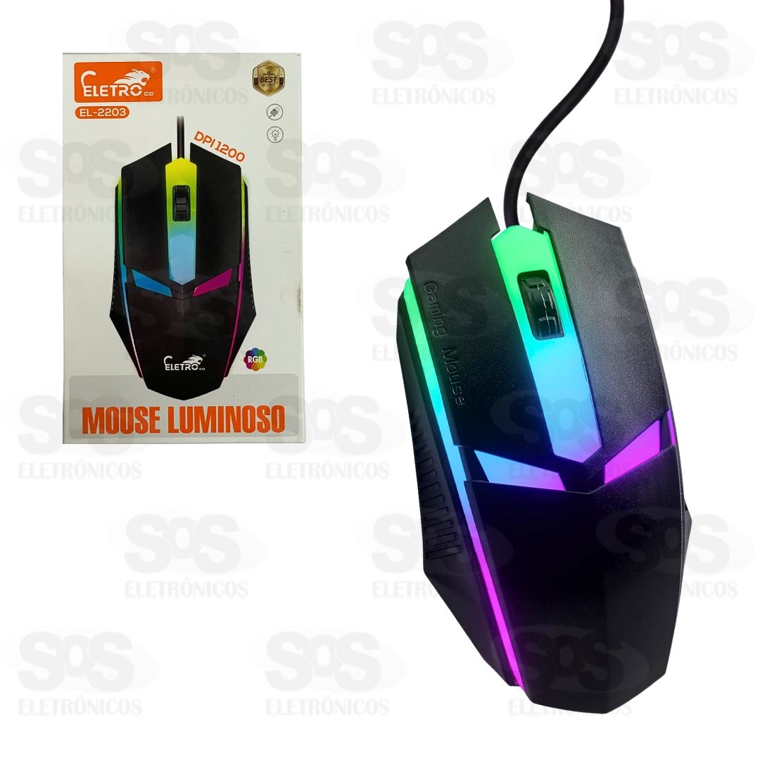 Mouse Gamer 1200 DPI Com Fio USB Eletromex EL-2203