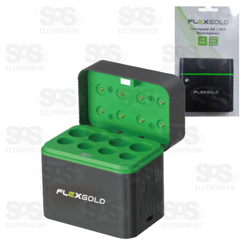 Carregador Inteligente Capacidade de 8 pilhas Flexgold FX-C23
