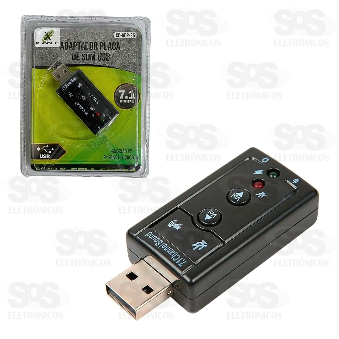 Adaptador Placa de Som Externa USB 7.1 X-Cell XC-ADP-35