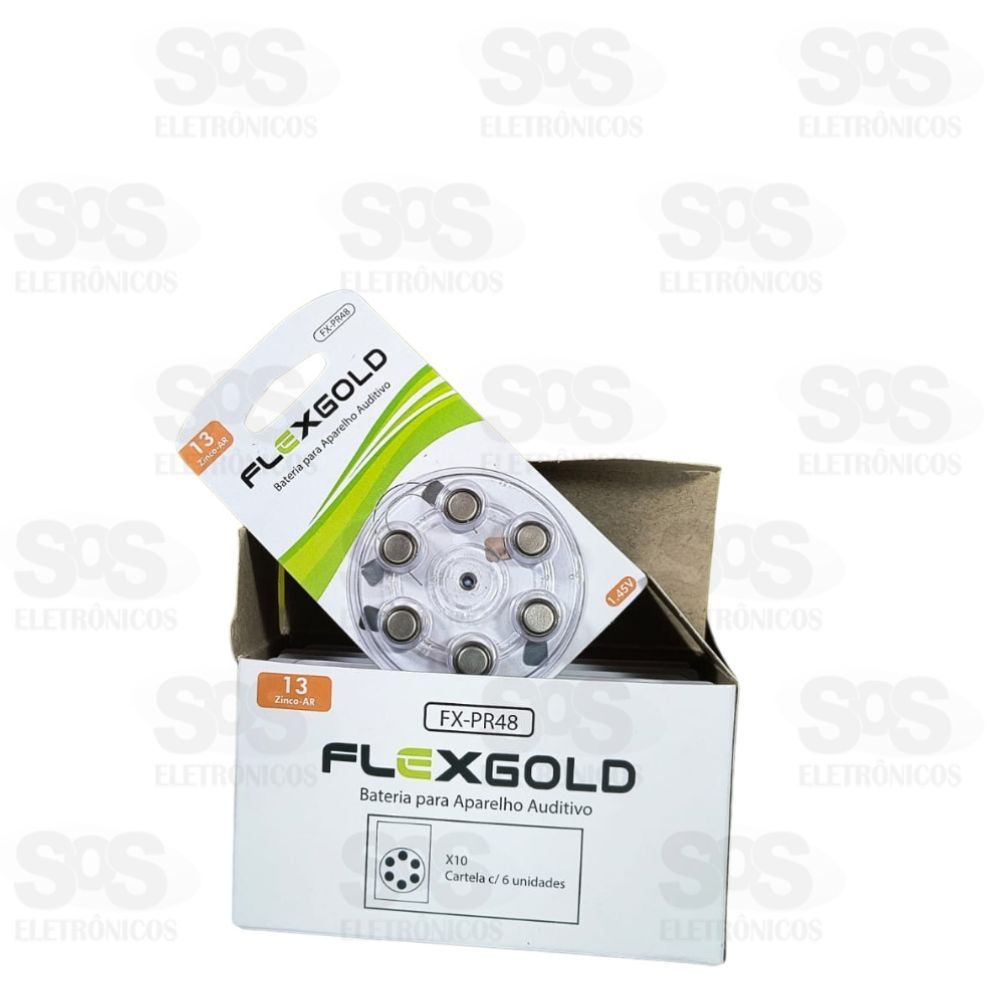 Bateria Para Aparelho Auditivo Zinco -Ar 13 Cartela 6 unidades FX-PR48