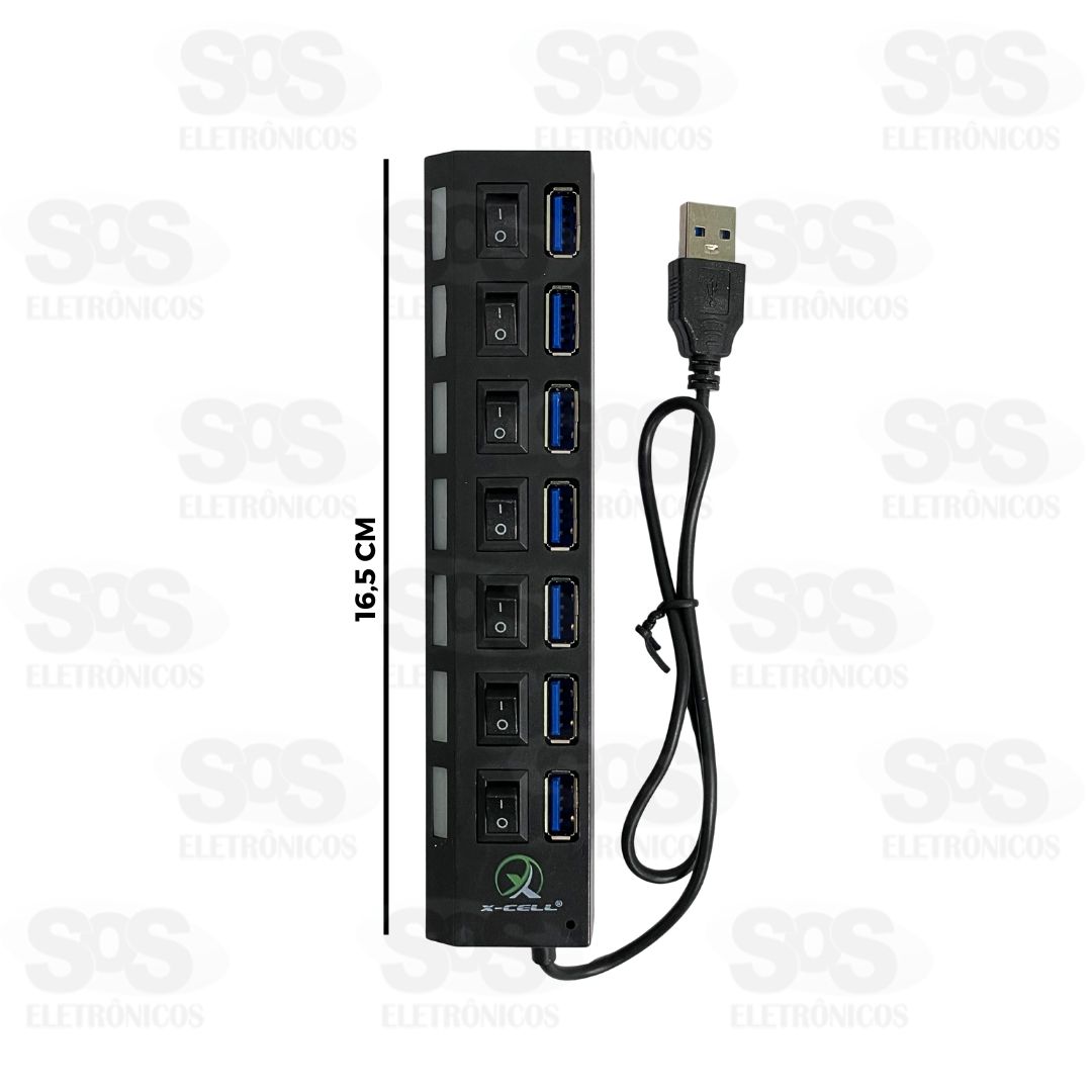 Hub 7 Portas USB 3.0 Com LED X-Cell XC-HUB-7