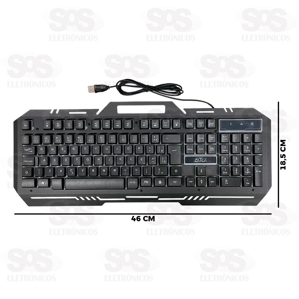 Teclado LED RGB Com Fio USB Aitek ATE-G107A