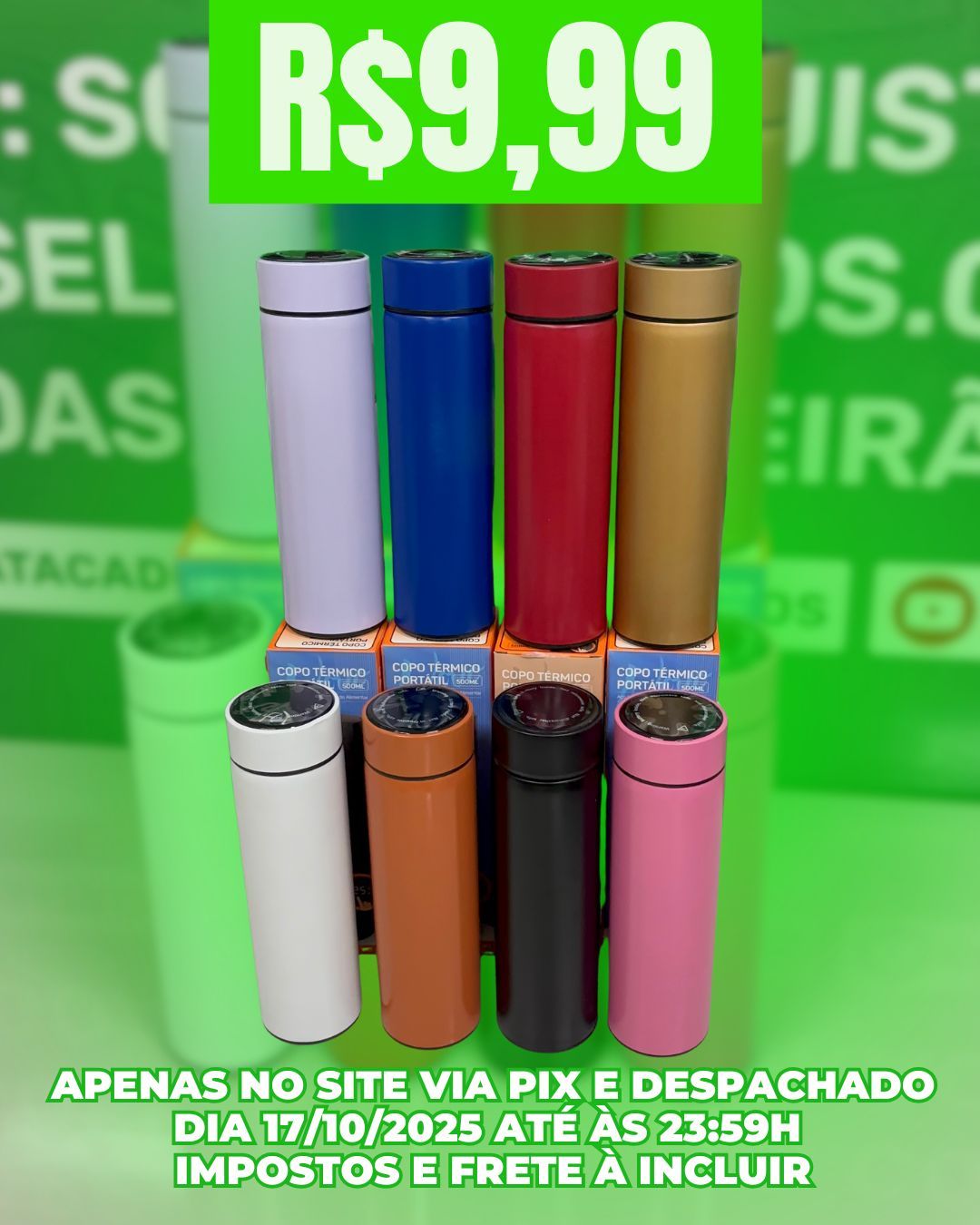 Garrafa Trmica Inox Com Sensor de Temperatura 500 ml