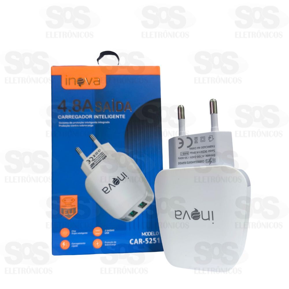 Carregador 4.8A Com 2 USB Inova CAR-5251