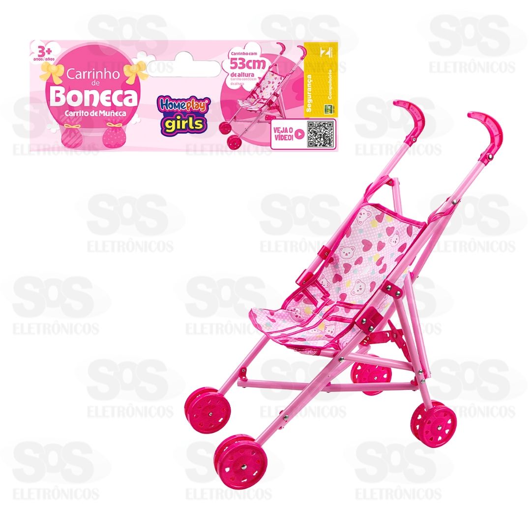 Carrinho De Boneca Rosa Homeplay 1053